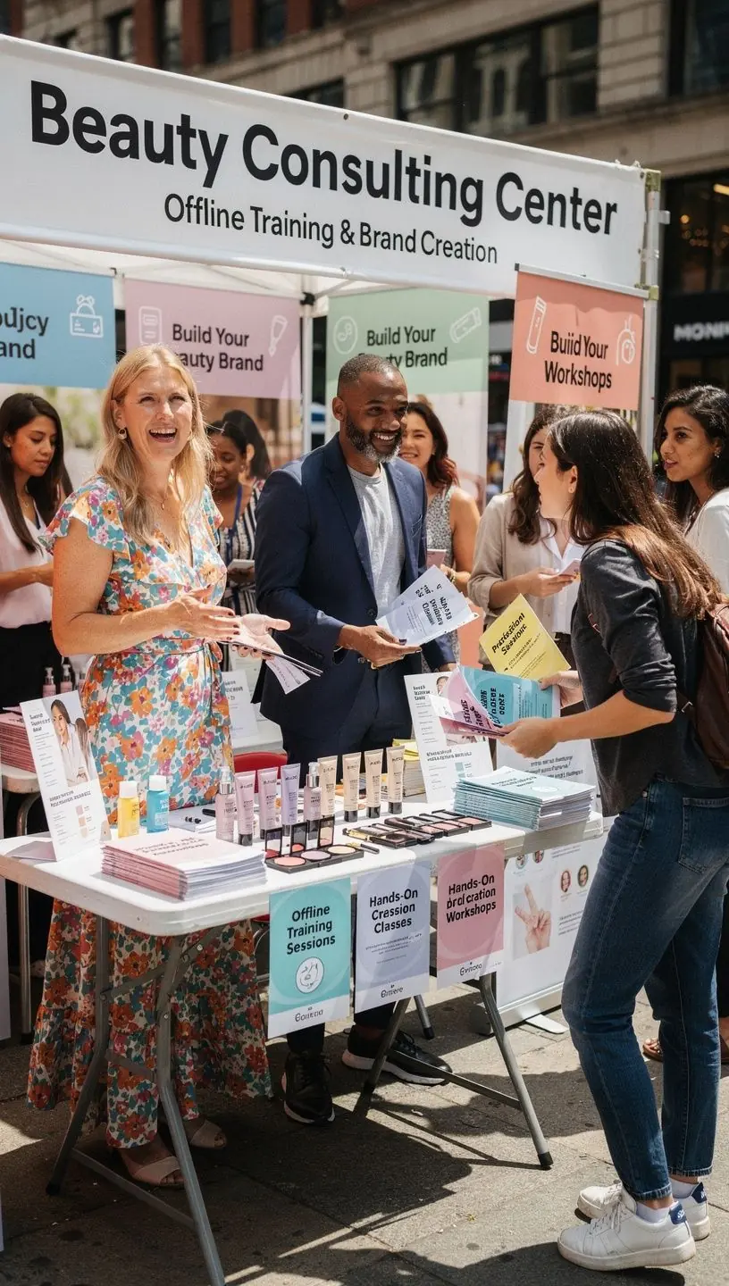 Specjalista ds. marketingu beauty przedstawiający klientom konkretne strategie zwiększania bazy klientów.